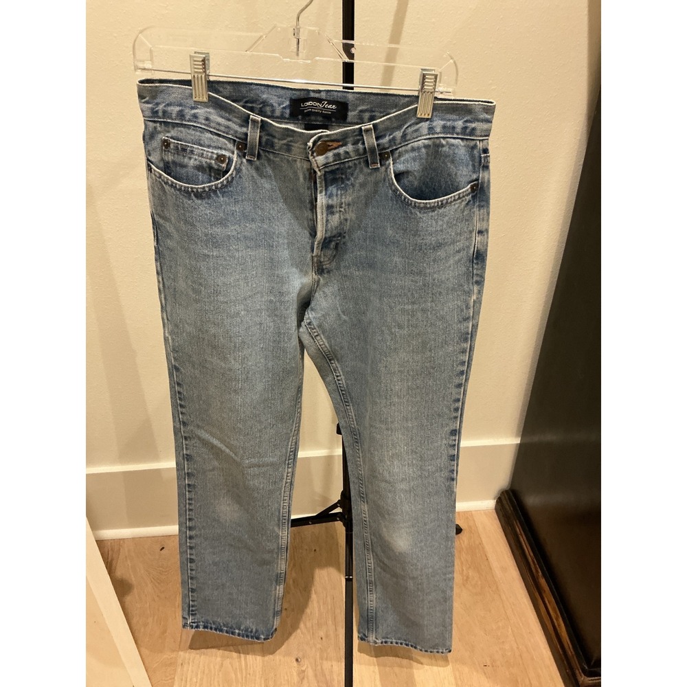 90s London Jean Womens Light Wash Straight Leg 100% Cotton Button Fly Jeans